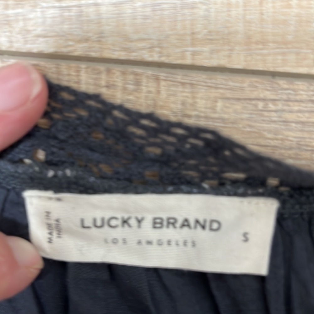 Lucky Brand Floral Dress Tassel Tie Lace Detail Lined Gray / Multi Sz S - Picture 11 of 16